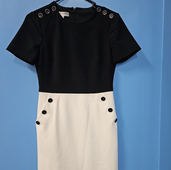 Maggy London Petites Short Dress Black and White - Picture 2 of 11